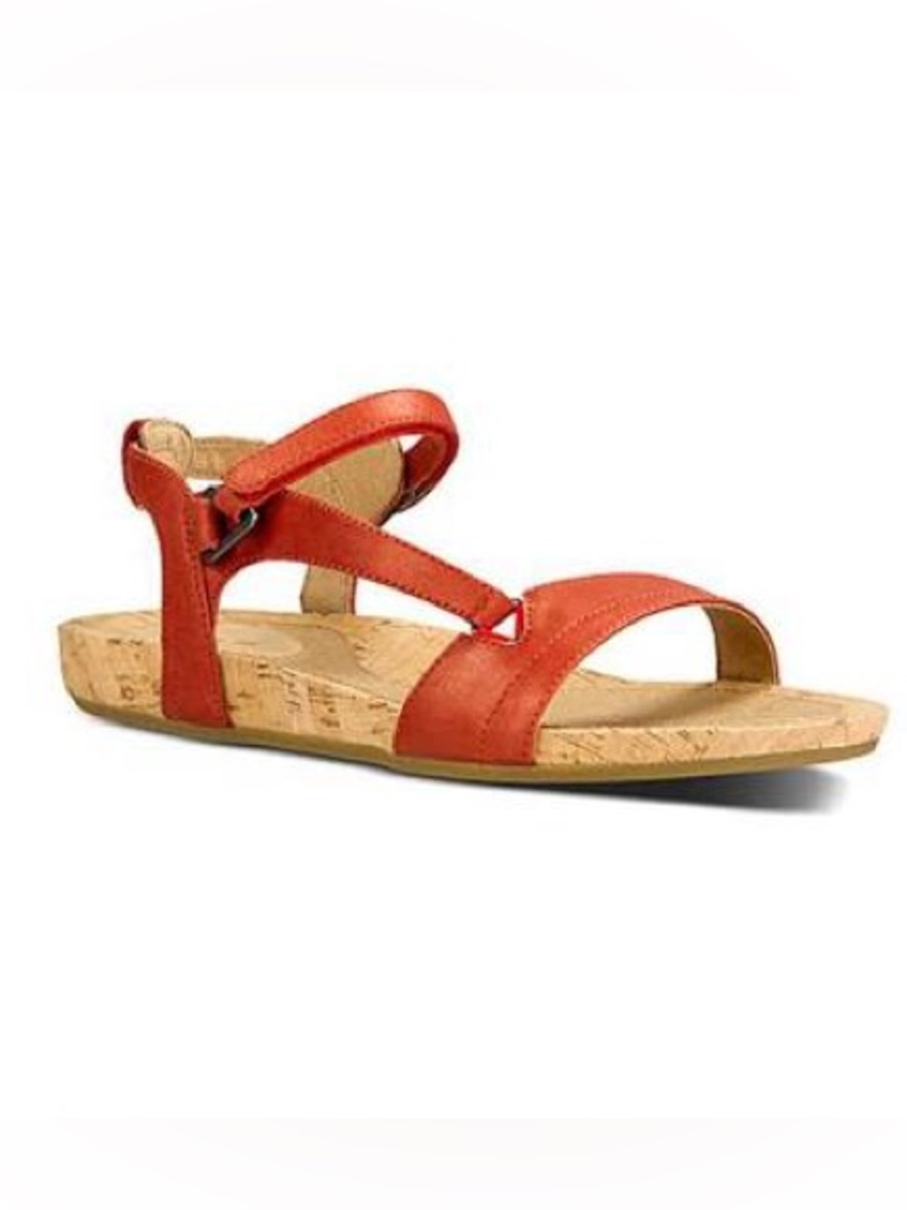 Teva Capri Universal Red Leather Cork Bottom Sandal